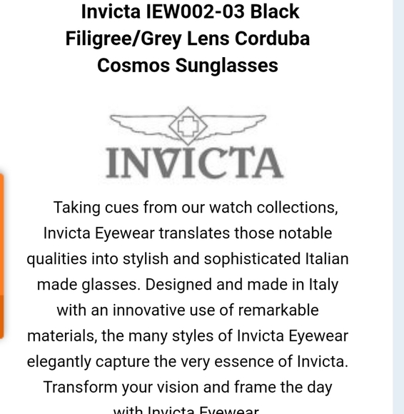 😎INVOCTA Corduba Cosmo Black/Gray Lens Filigree Sunglasses - Picture 4 of 15